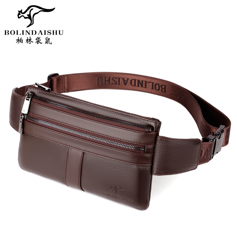 柏林袋鼠2025新款真皮腰包胸包头层软皮潮时尚大容量斜挎手机钱包