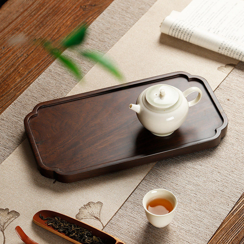 泡茶小茶盘黑檀木茶盘实木家用小号迷你干泡台中式简约奉茶托盘日