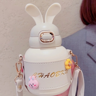 2025新款可爱超萌学生儿童水杯带吸管杯子女生高颜值兔子保温杯女