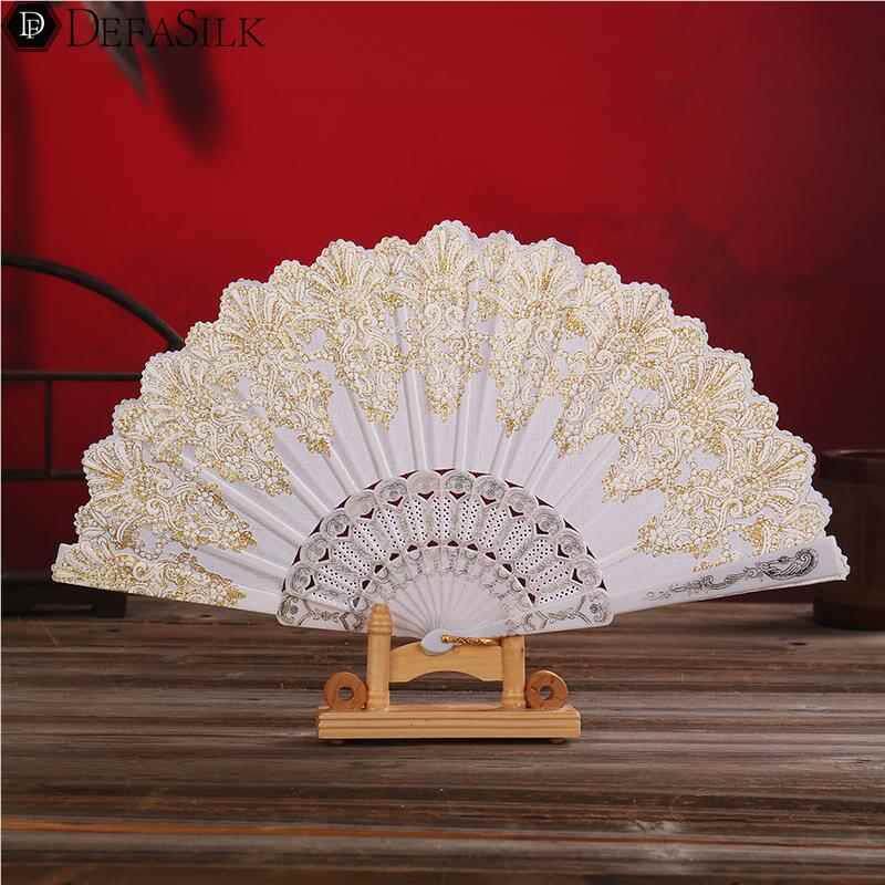 覆古风扇子白色塑料扇中国风金粉扇面咏春舞蹈折扇工艺折扇夏季女
