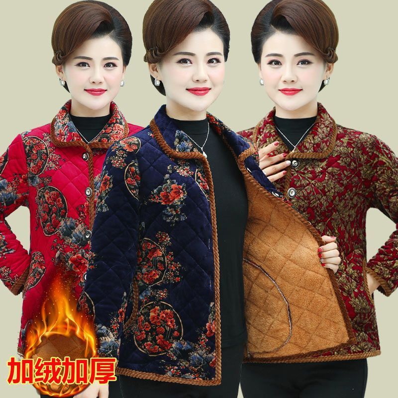 四川省服妈妈秋冬装外套中老年加绒棉衣新款保暖小棉袄老人棉服女