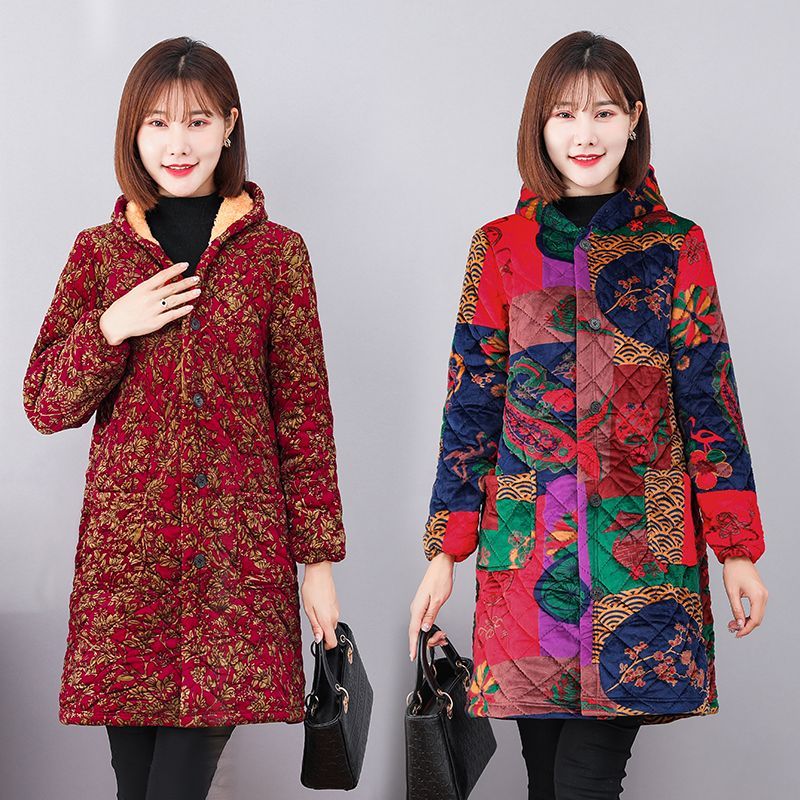 四川省服中老年宽松加厚罩衣女中长款妈妈装家居服工作服女士棉袄