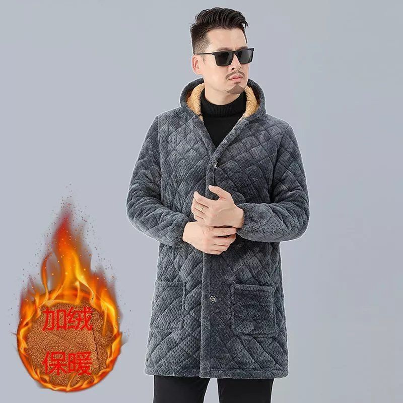 四川省服罩衣男士棉衣加绒加厚工作服宽松大码罩衣冬季长款棉服