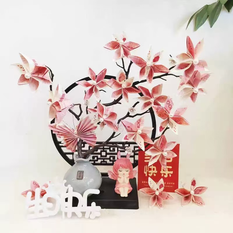 发财树手工diy有钱花材料包亚克力礼盒情人节送女友生日新年礼物