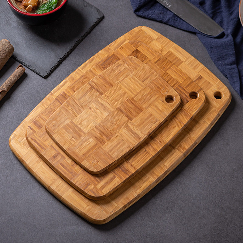 家用棋盘格楠竹菜板创意竹制切菜板挂式水果板案板带孔竹砧板