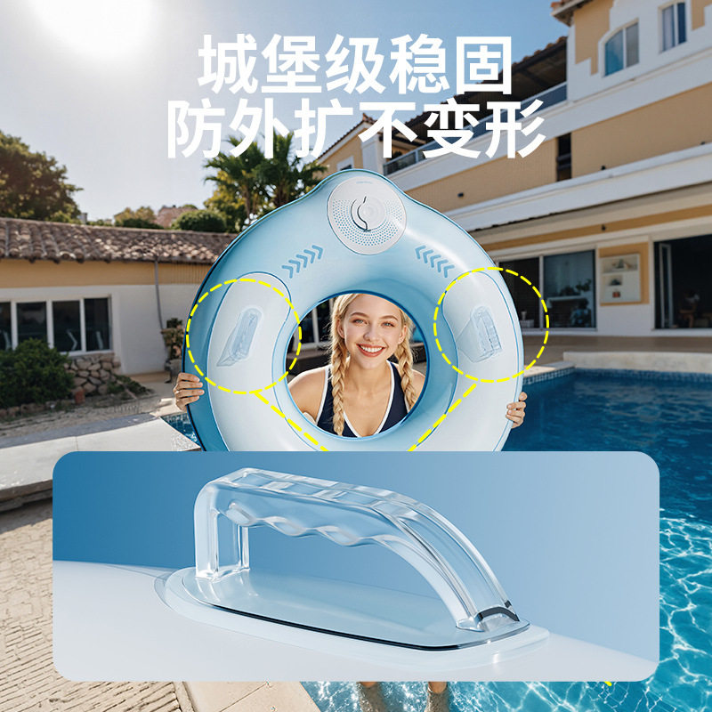 领阅儿童充气游泳圈双层pvc成人款加厚大人带把手运动户外救生圈