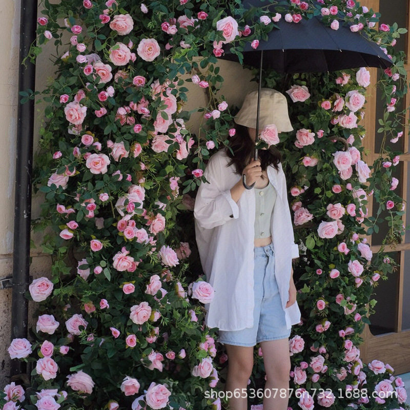 仿真玫瑰花藤假花空调管