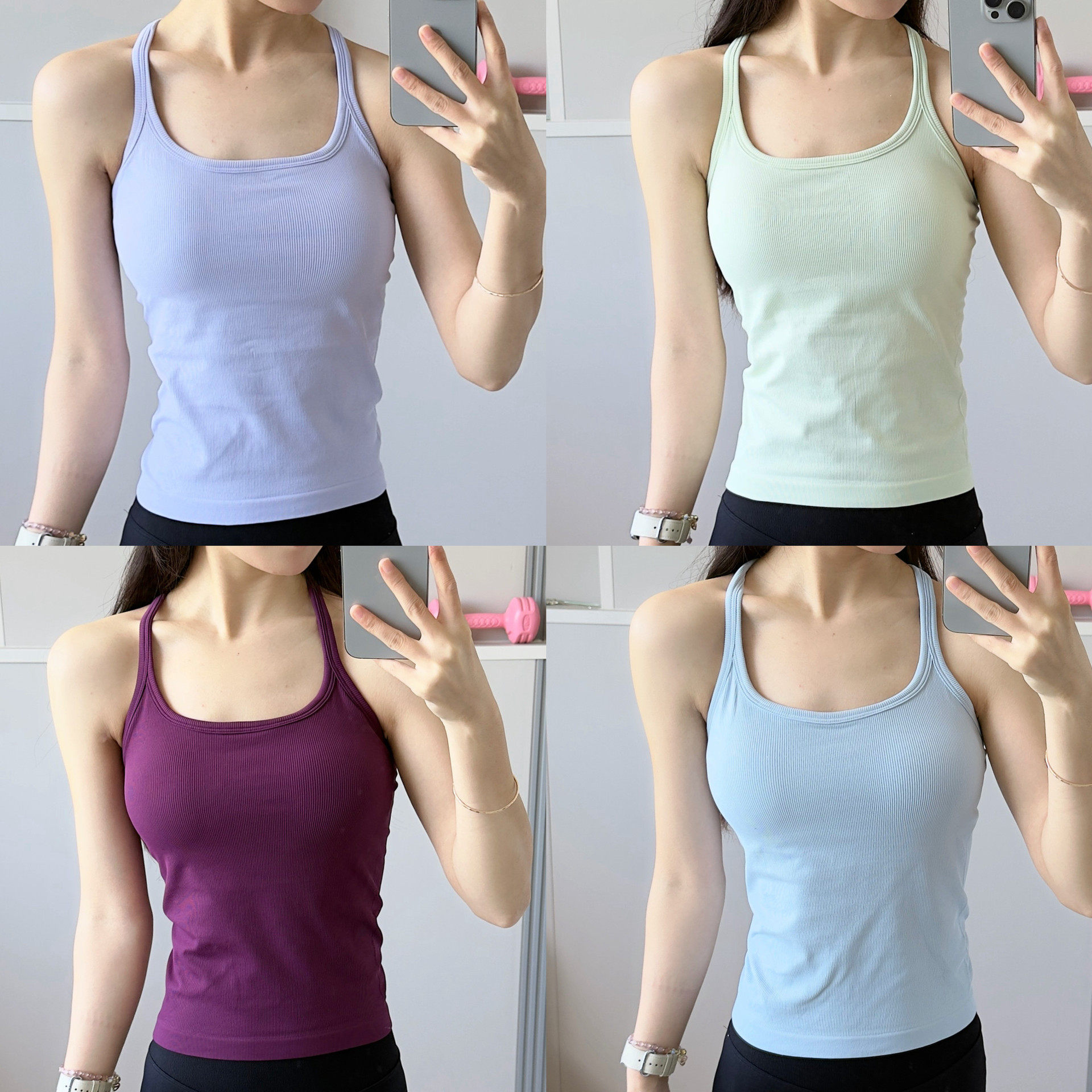 一体式运动背心女普拉提训练长款可外穿瑜伽服内衣吊带bra夏薄款