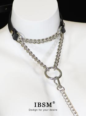 窒息项圈女金属链抽拉收紧朋克风刻字定制项圈puppy牵引绳