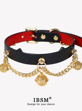 铃铛项圈女猫咪耳朵宫铃皮革choker刻字定制颈带朋克风亚文化项链