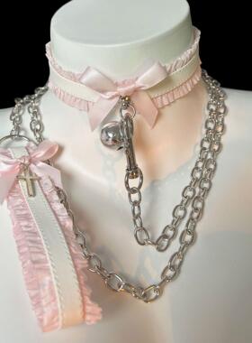 花边蕾丝蝴蝶结铃铛choker项圈情调女颈带情侣有趣甜酷带牵引绳