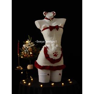 圣诞小熊 圣诞节日派对制服女冬季新款纯欲情侣趣味睡裙写真