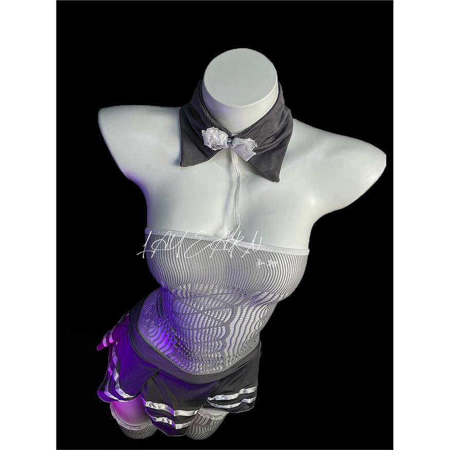 敢爱「嗲味女仆」制服高弹网袜蝴蝶结透视女仆连衣裙qqny晴趣