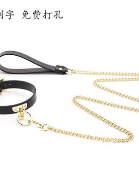 真皮项圈女定制刻字高级黑色choker项链笼中鸟