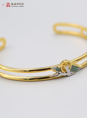 玉见敦煌九色鹿系列S925银镶锆石手镯女款开口镯子2021夏季新款