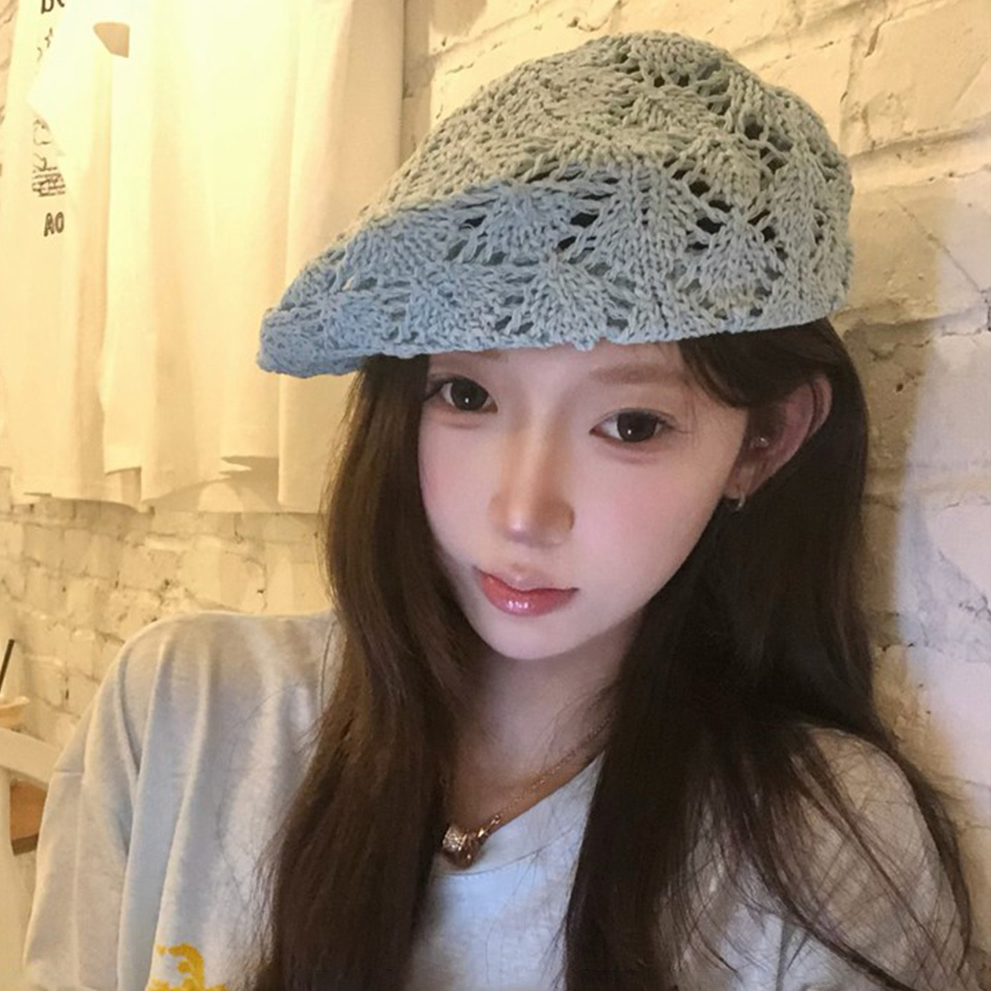 夏季镂空透气轻薄贝雷帽女款