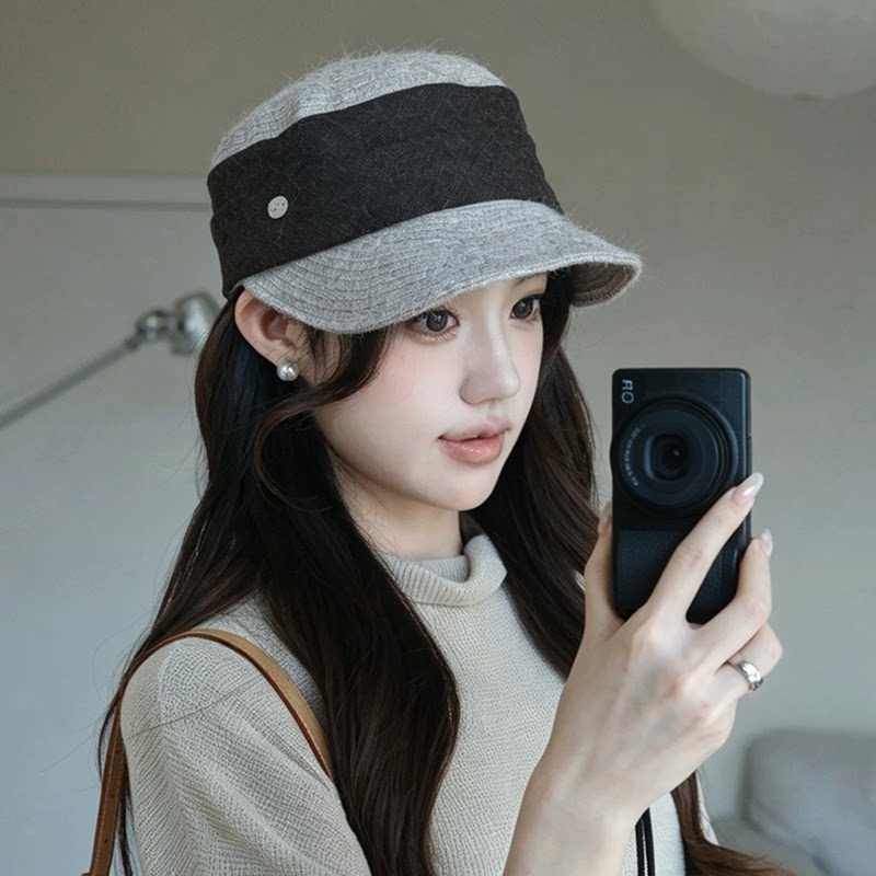 秋冬羊毛编织显脸小马术帽女
