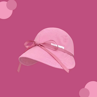 糖果色速干蝴蝶结防晒大头围渔夫帽子女夏轻薄透气甜美遮阳鸭舌帽