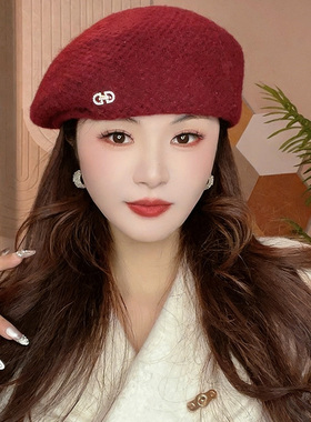 韩国气质定型贝雷帽子女款2025新款冬季时尚百搭潮流显脸小画家帽