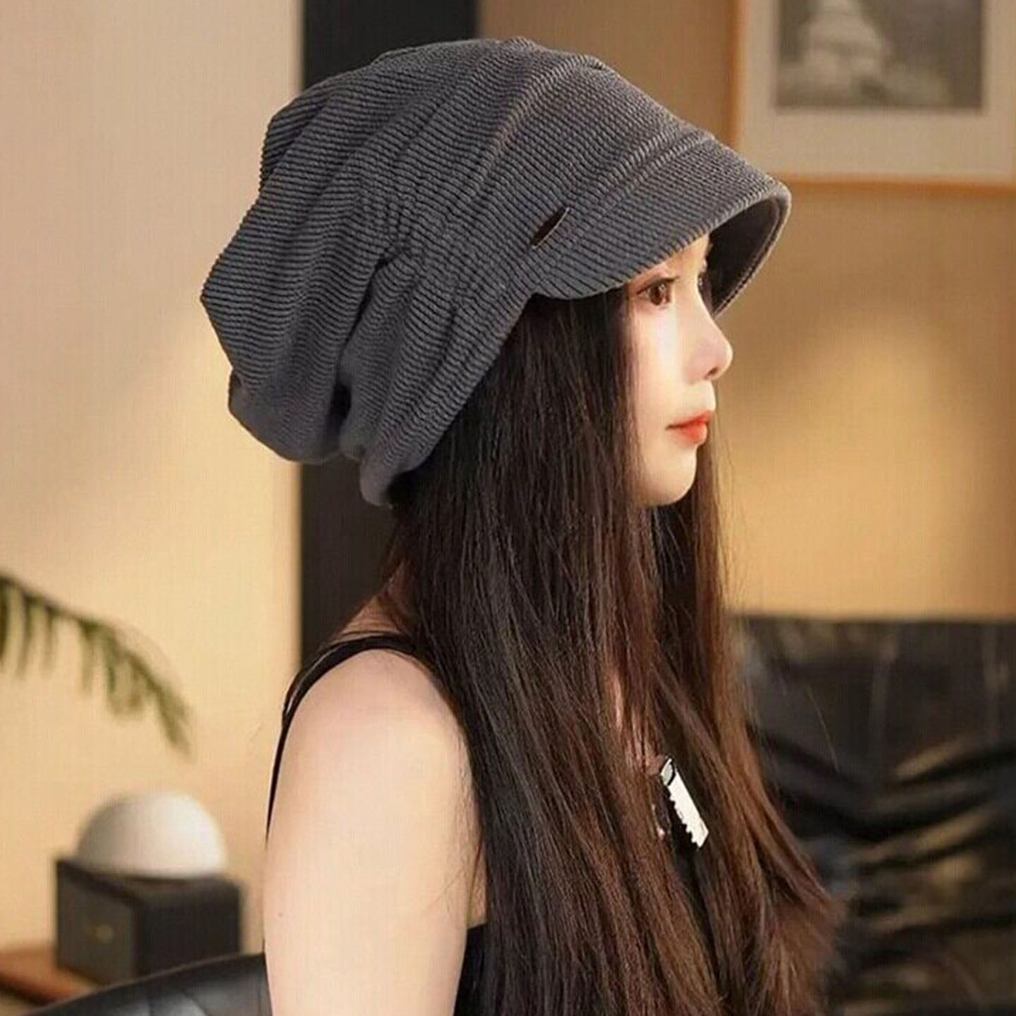 韩系慵懒堆堆帽秋季大头围男女