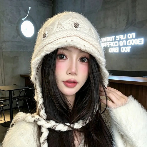 秋冬加厚保暖护耳针织帽女大头围