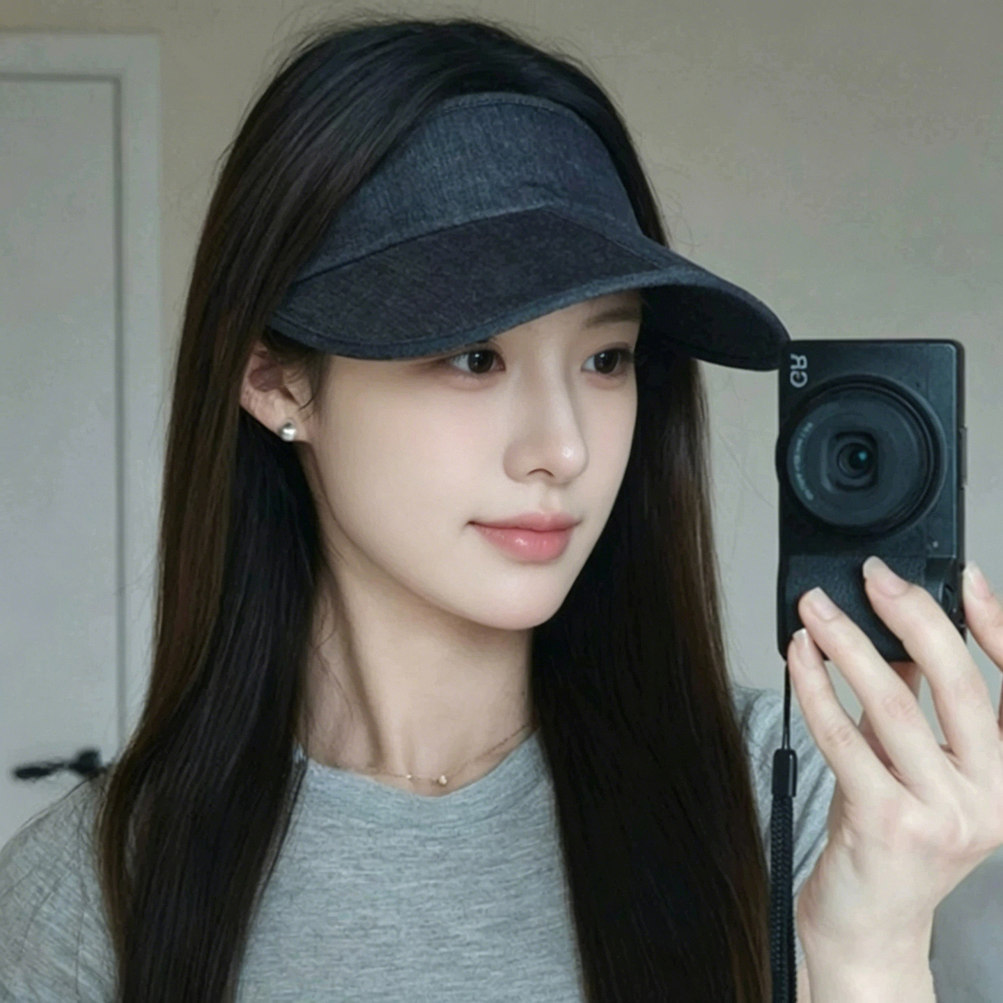 复古水洗牛仔空顶宽檐防晒帽女