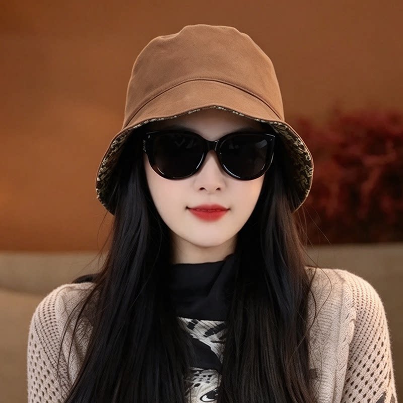 日系花朵宽檐显脸小渔夫帽女