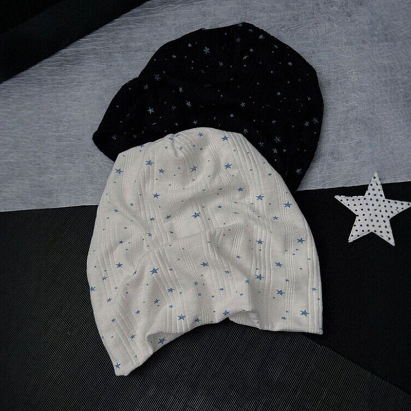 韩系星星印花显脸小包头帽女款