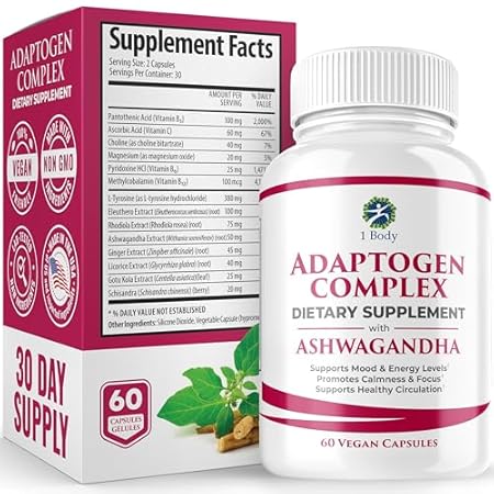 1 Body Ashwagandha Complex Supplement - Adaptogen Formula