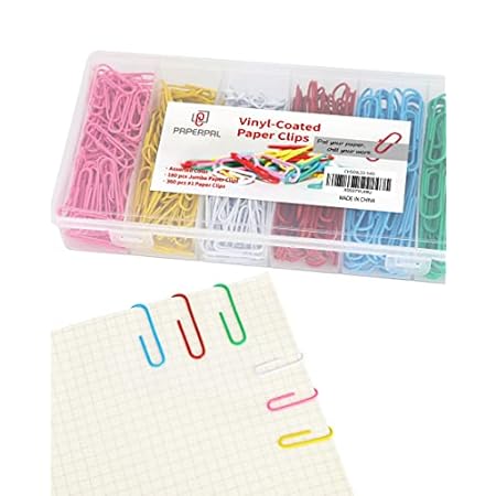 Colorful Vinyl Coated Paper Clips， 540 Paperclips Per Box