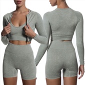 健身服修身 BootyCamp 健身套装 GYM鲨鱼同款 高级灰色 售完不补