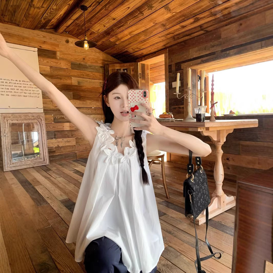 旅游度假风立体花朵背心2026春夏秋季新款宽松休闲A字女装连衣裙