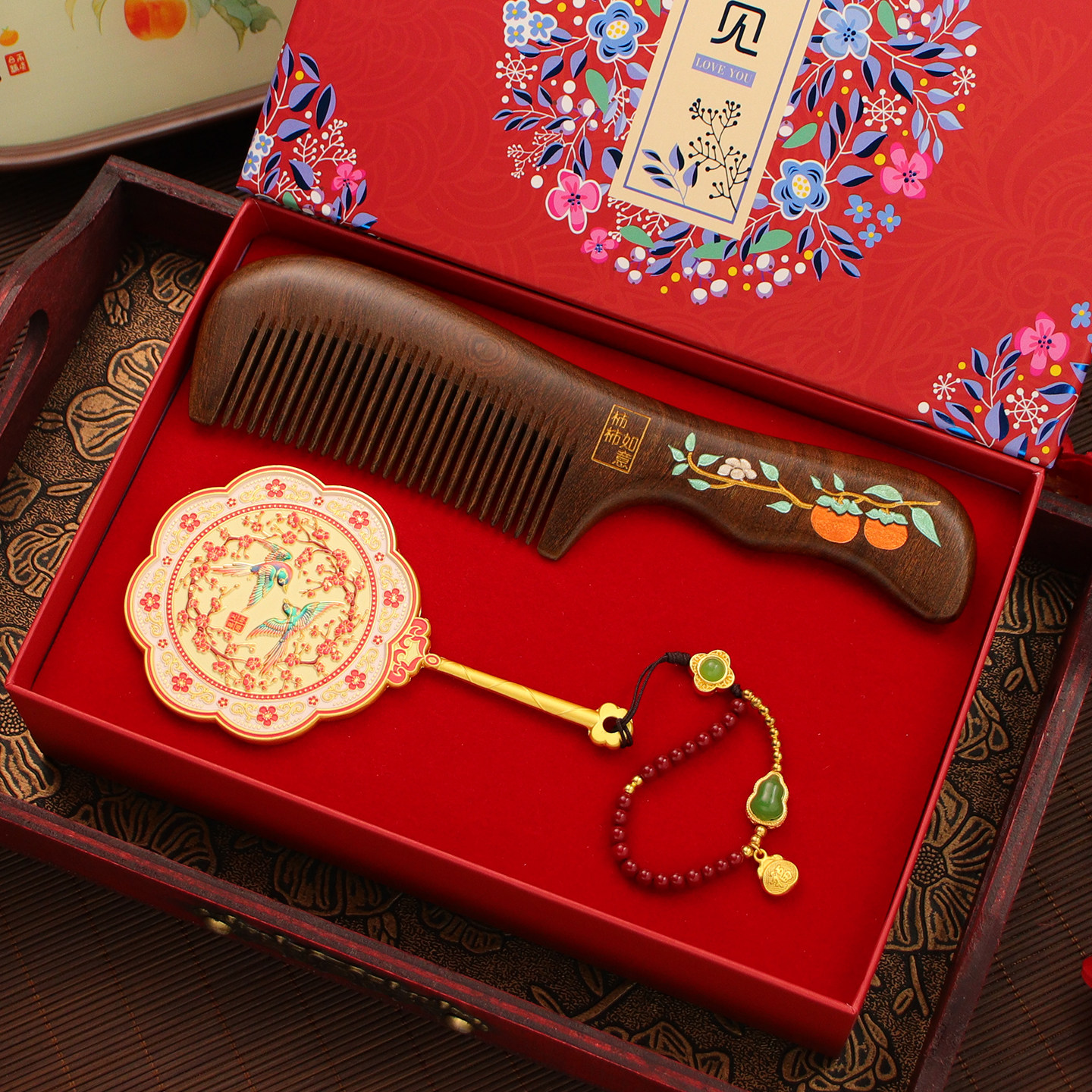 母亲节礼物梳镜套装送女朋友结婚老师文创礼盒长辈实用礼品镜子