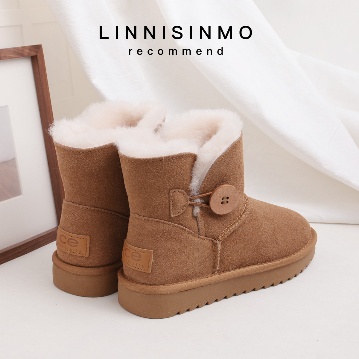 真皮雪地靴女短筒2022冬季新款侧搭扣羊毛一体加绒加厚保暖雪地棉,女鞋,时尚雪地靴,淘宝优惠券,粉丝福利购,淘宝优惠卷