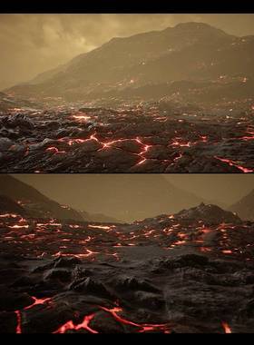 UE4虚幻 金星火星火山行星熔岩岩浆材质场景Planet Venus Landsca
