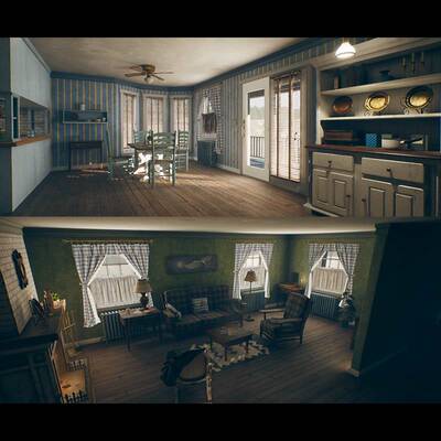 ue4虚幻欧美风格农家小屋房屋场景别墅室内外HQ Retro Farmhouse