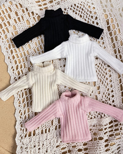 ob24/blythe小布纯棉 高领打底衫 竖纹上衣毛衣