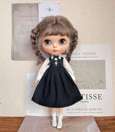 blythe小布 ob24 ymy20 黑白十字裙 简约个性 连衣裙
