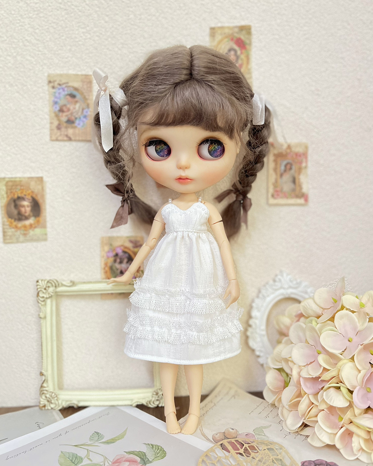 ob24/Azone关节小布娃娃衣服娃衣19关节体纯白吊带裙