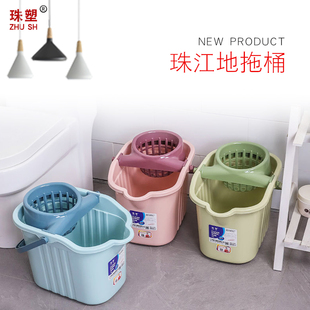 珠塑家用加厚塑料地拖桶拖把桶带挤水篮加厚带轮子清洁拖地桶大号