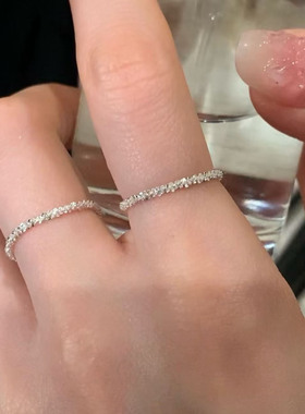 微光链条戒指S925纯银波光粼粼小众设计轻奢指环抽拉可调节时尚