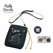 hello marche万岁熊牛仔束绳手机小斜挎包帆布包手机包