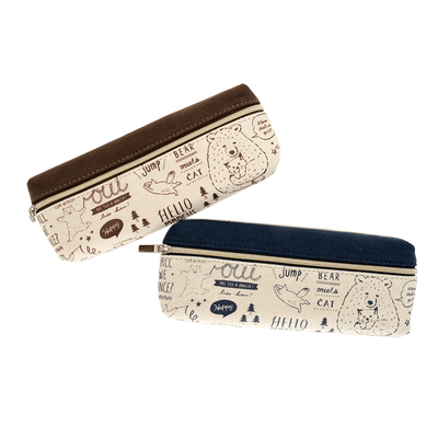 hello marche万岁熊满花ins风日式帆布卡通熊抱猫笔袋学生文具