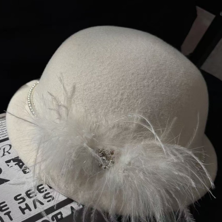 法式轻奢鸵鸟毛羊毛呢贝雷帽女秋冬赫本风复古卷边小礼帽千金帽子,服饰配件/皮带/帽子/围巾,帽子,淘宝优惠券,粉丝福利购,淘宝优惠卷