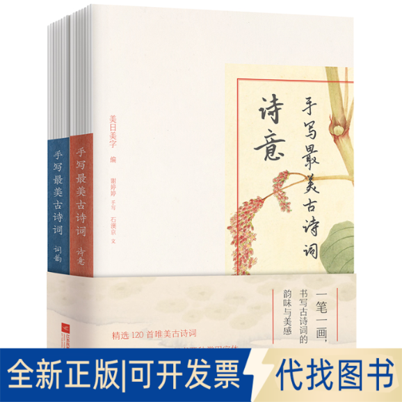 全新正版手写古诗词(全2册)美日美字编，谢婷婷手写，石澳京文9787559422262江苏文艺出版社2019-01-01