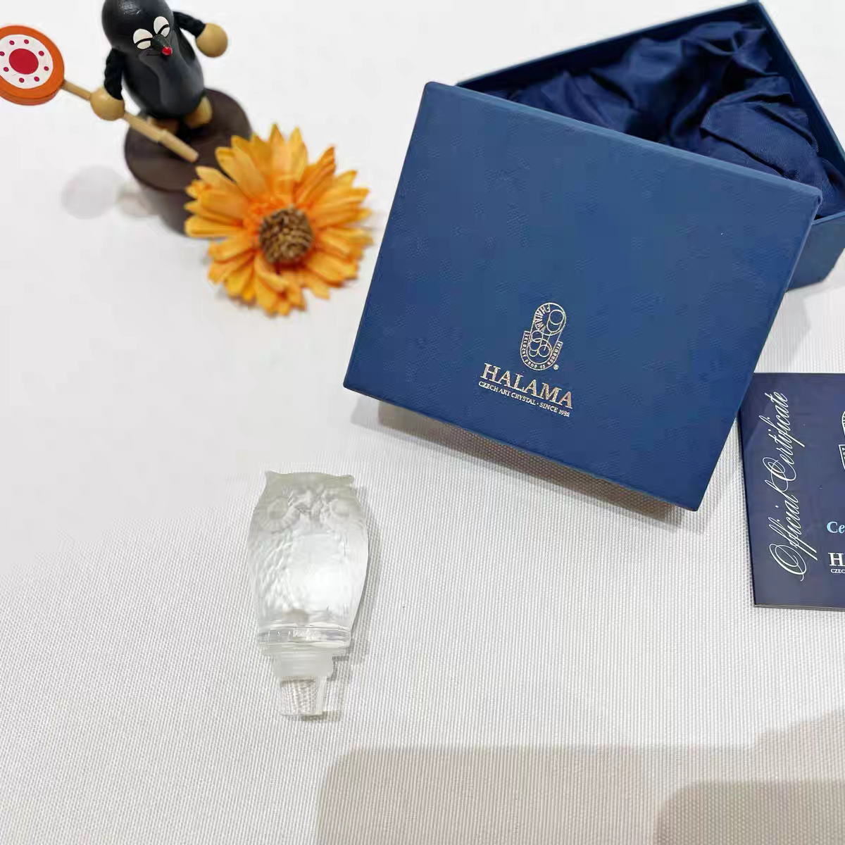 捷克进口水晶玻璃HALAMA哈拉玛猫头鹰红酒酒塞磨砂高端款酒具家用