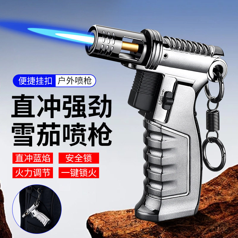创意喷枪手握式可定火倒置蓝焰多用途高温直冲充气打火机厂家