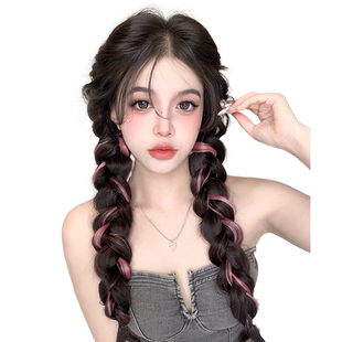 假发辫子女挑染马尾增发量神器可扎麻花辫编发假发多巴胺彩色辫子