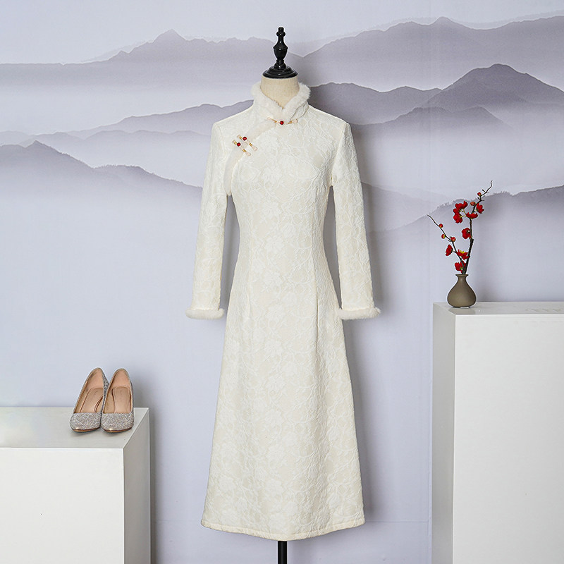 改良版旗袍年轻款女连衣裙气质显瘦2021年新款中长款加厚加绒保暖