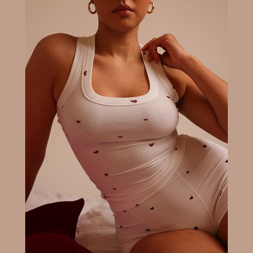 WEIRDPUSS素雅柔情爱心印花套装